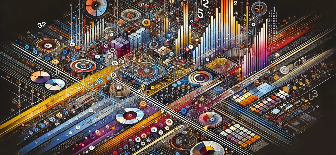 DALL·E 2024-10-18 11.39.29 - Abstract, colorful, and elegant artwork representing the concept of data-driven, numbers, and statistics with detailed elements. The design features a