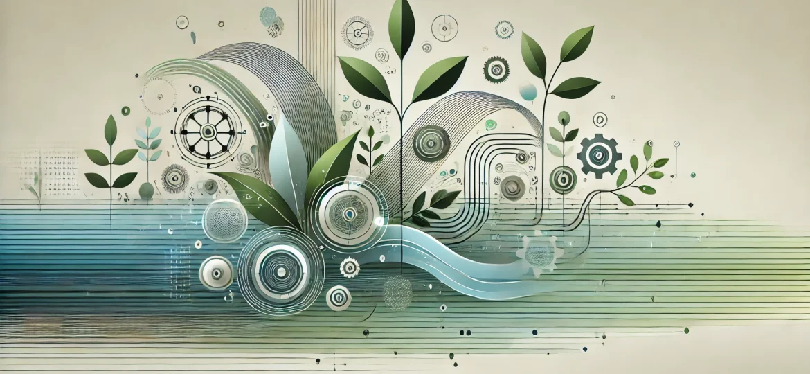 DALL·E 2025-01-16 15.42.33 - A minimalistic and abstract horizontal digital illustration representing innovation in the agrifood and foodtech sector. The design features abstract